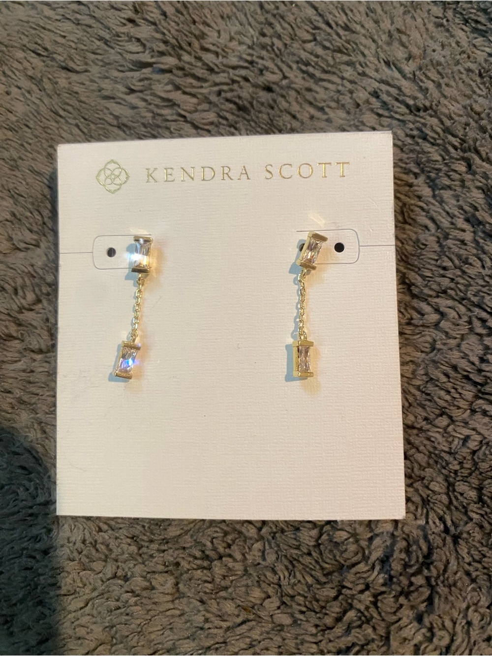 Kendra Scott Juliette Gold & Crystal Drop Earrings - White Crystal